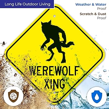 Amazon.com: Werewolf Crossing with with Graphic Sign, 12x12